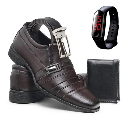 Sapato Social Masculino Confortável Elegante com Carteira Cinto e Relógio DIRETO DA FÁBRICA