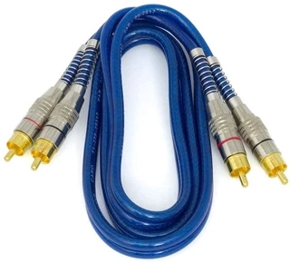Cabo Rca 1 Metro Dupla Blindagem Cobre 1m Blindado Azul 5mm