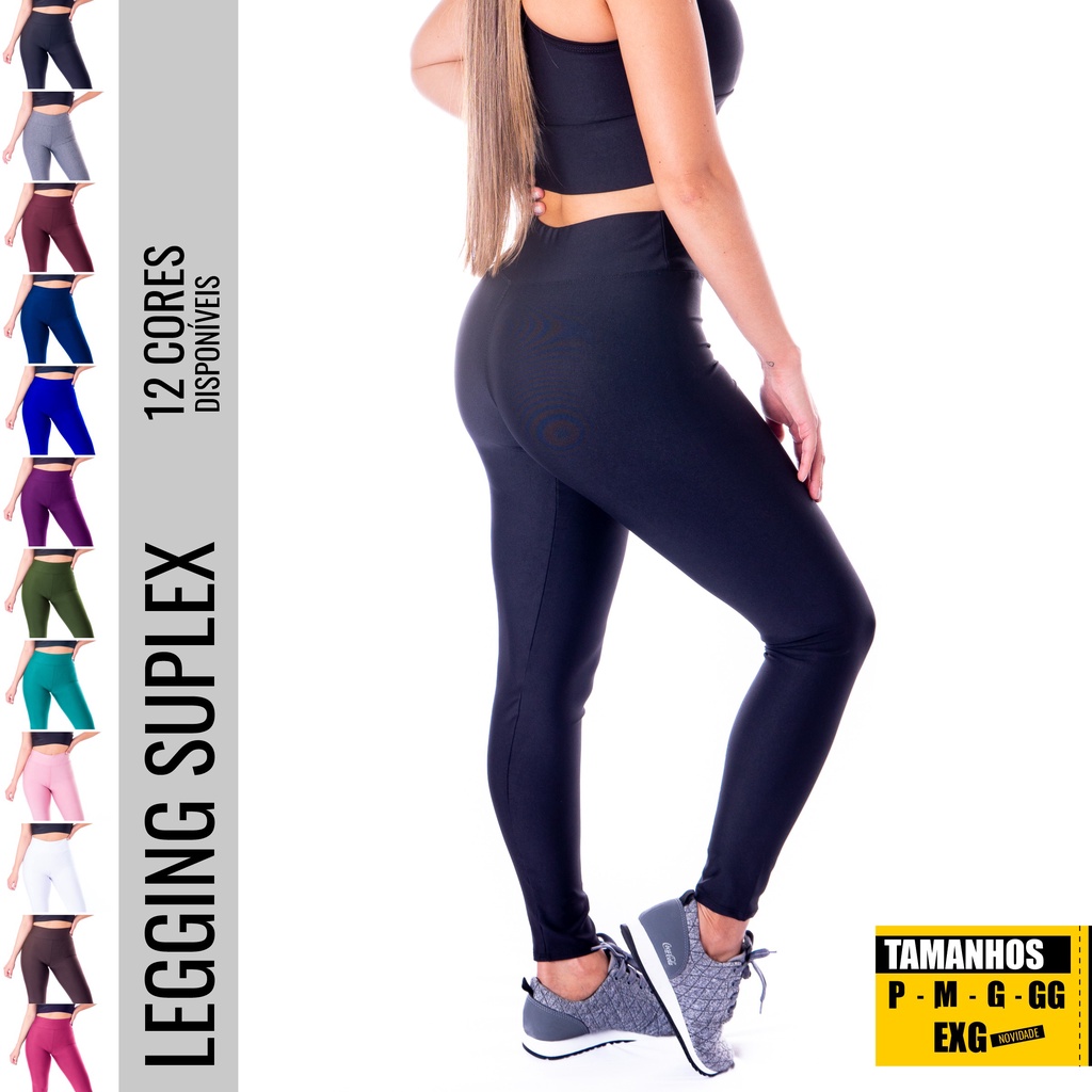 Roupa Academia Feminina Calça Legging Preta com Top - Atacado 44.