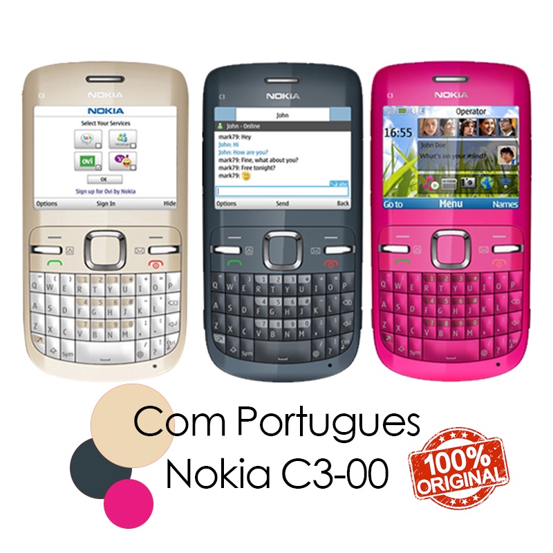 Celular Basica Nokia C3-00 Import 3g Wifi Sistema Symbian 2mp