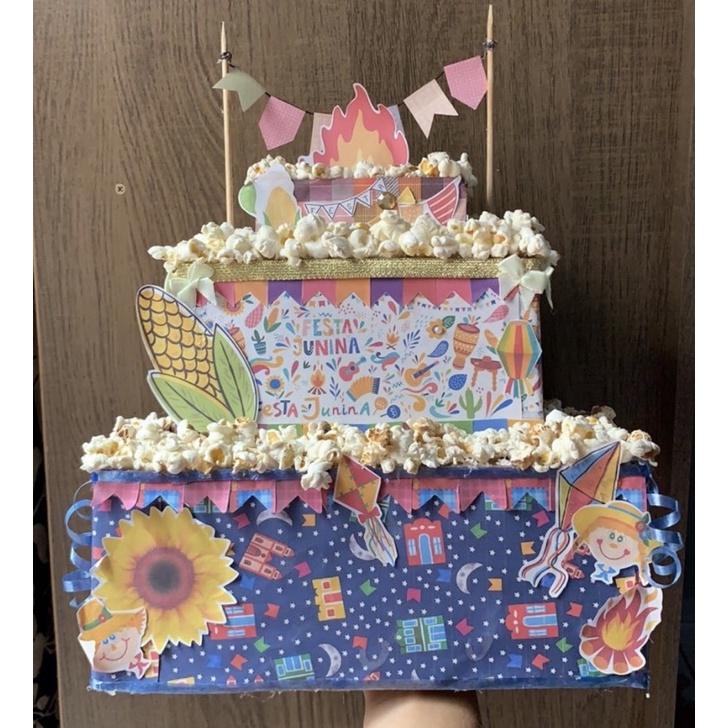 Bolo fake pipoca - festa junina | Shopee Brasil