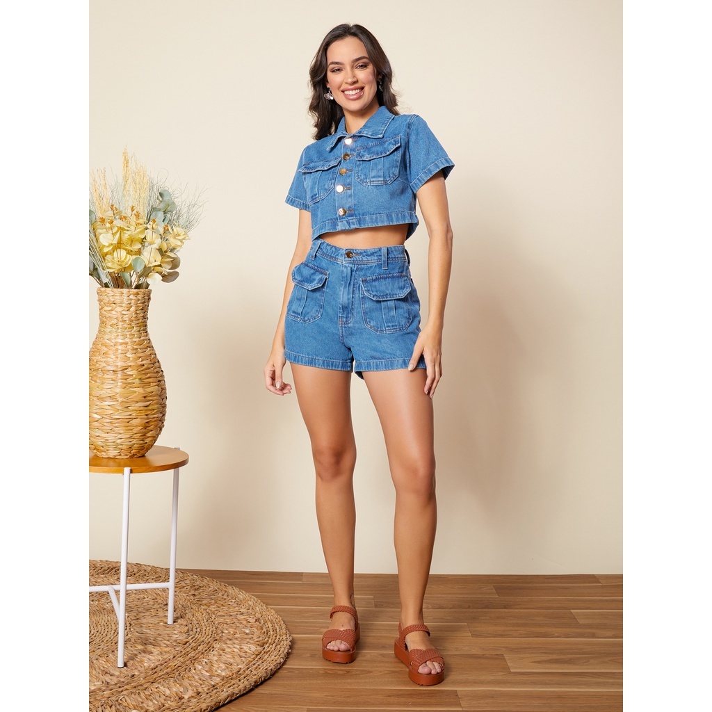 Short e blusa store jeans