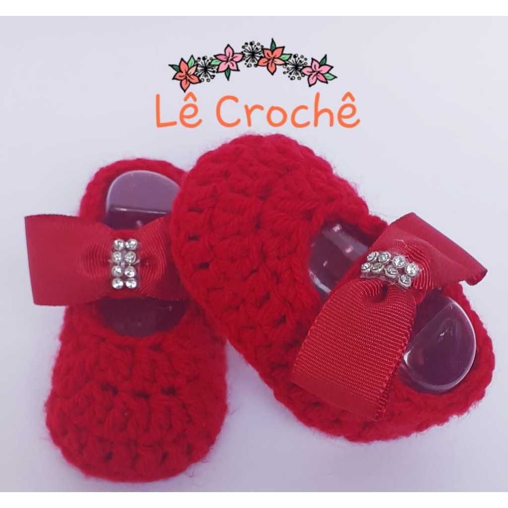 Sapato recem nascido store croche