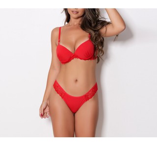 Conjunto Lingerie Liso Renda - MTX Moda - Sensual com Bojo Drapeado e Conforto