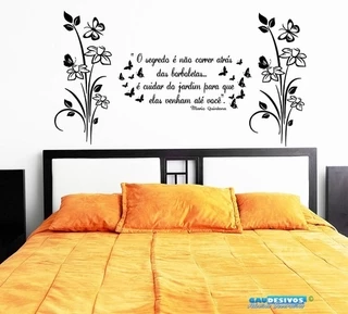 Adesivo Decorativo De Parede Florais E Frase