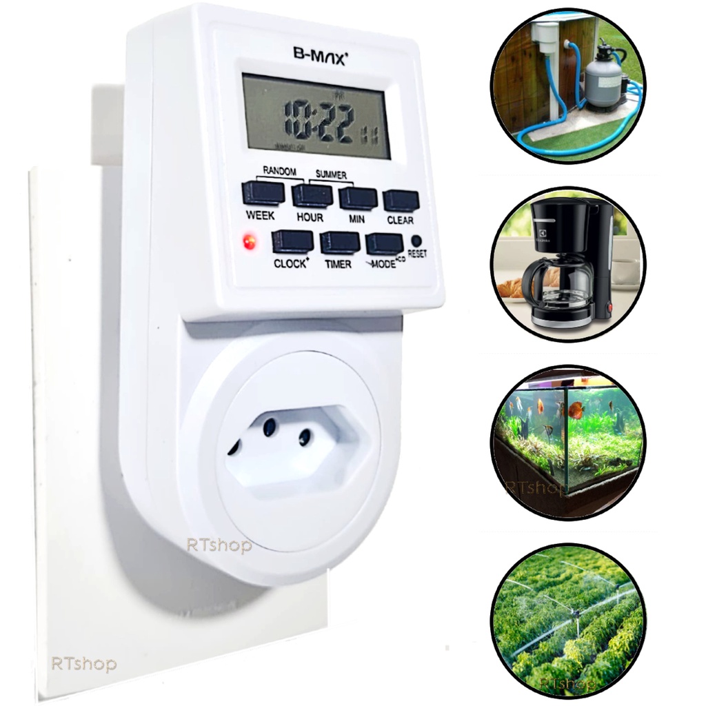 Timer Temporizador Tomada Digital Bivolt 9 eventos proga,ação liga ...