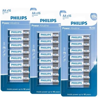 Pilhas Alcalina Philips AA Pequena Cartela Com 48 Unidades tipo Cilindrico modelo AA Comum Normal ideais para uso em controles de vídeo game
