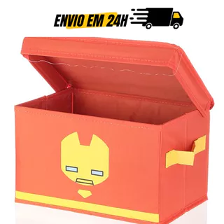 Cesto Organizador Grande Para Roupas e Brinquedos Dobrável - Caixa Organizadora Marvel Miniso Homem de Ferro