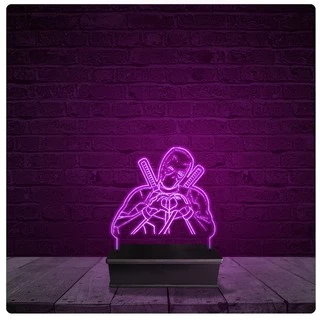Luminária e Abajur Acrílico Led - Deadpool Marvel