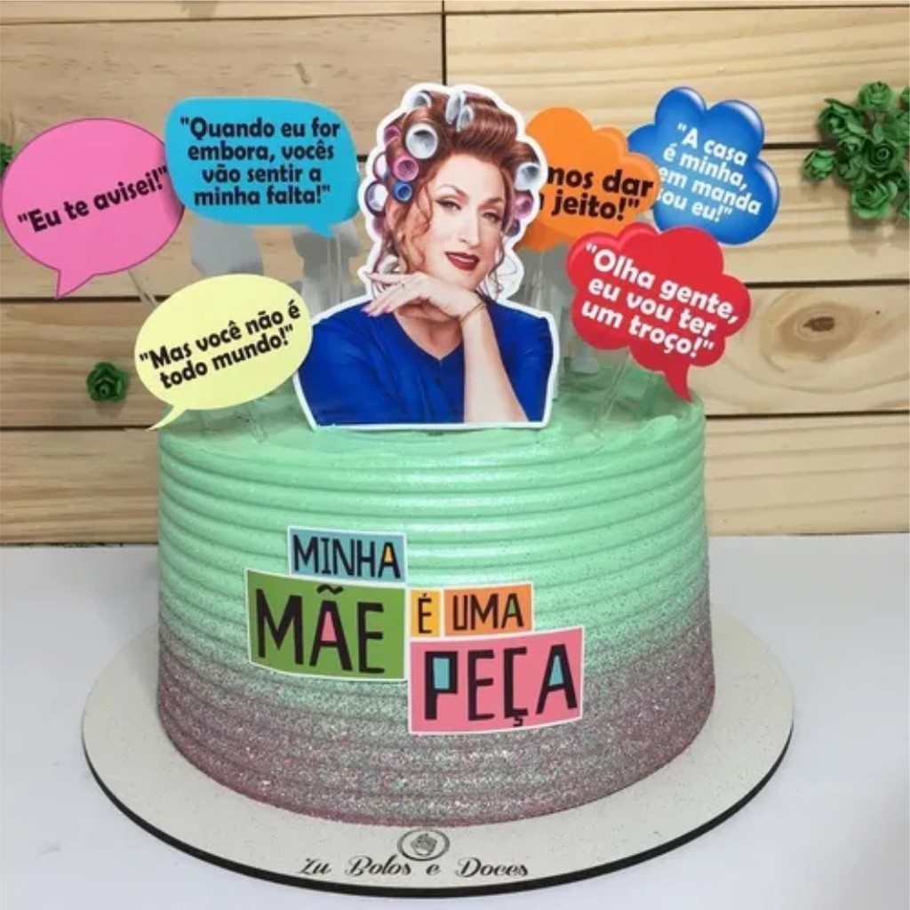 Topo de Bolo Meme palito Decoração Dia das Mães festa aniversario  confeitaria