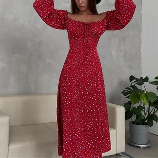 Roupas Femininas De Outono Novo Estilo Elegante Manga Longa Estampada De  Comprimento Médio Vestido