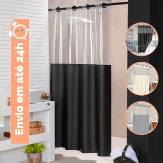 Cortina de Banheiro Box Anti mofo Com Ganchos Impermeável 100% PVC Com Visor Transparente Várias Cores