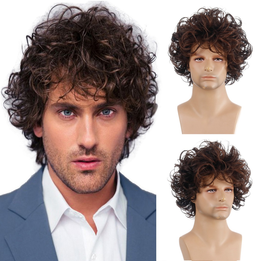 Peruca sintética curta para homens, cabelo liso, perucas pretas, homem  cosplay, cabelo respirável, alta qualidade, novo