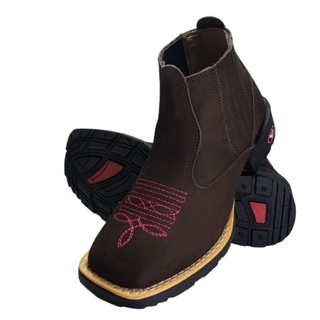 Bota Botina Texana Country Feminina Modativa Couro Legítimo Cano Médio