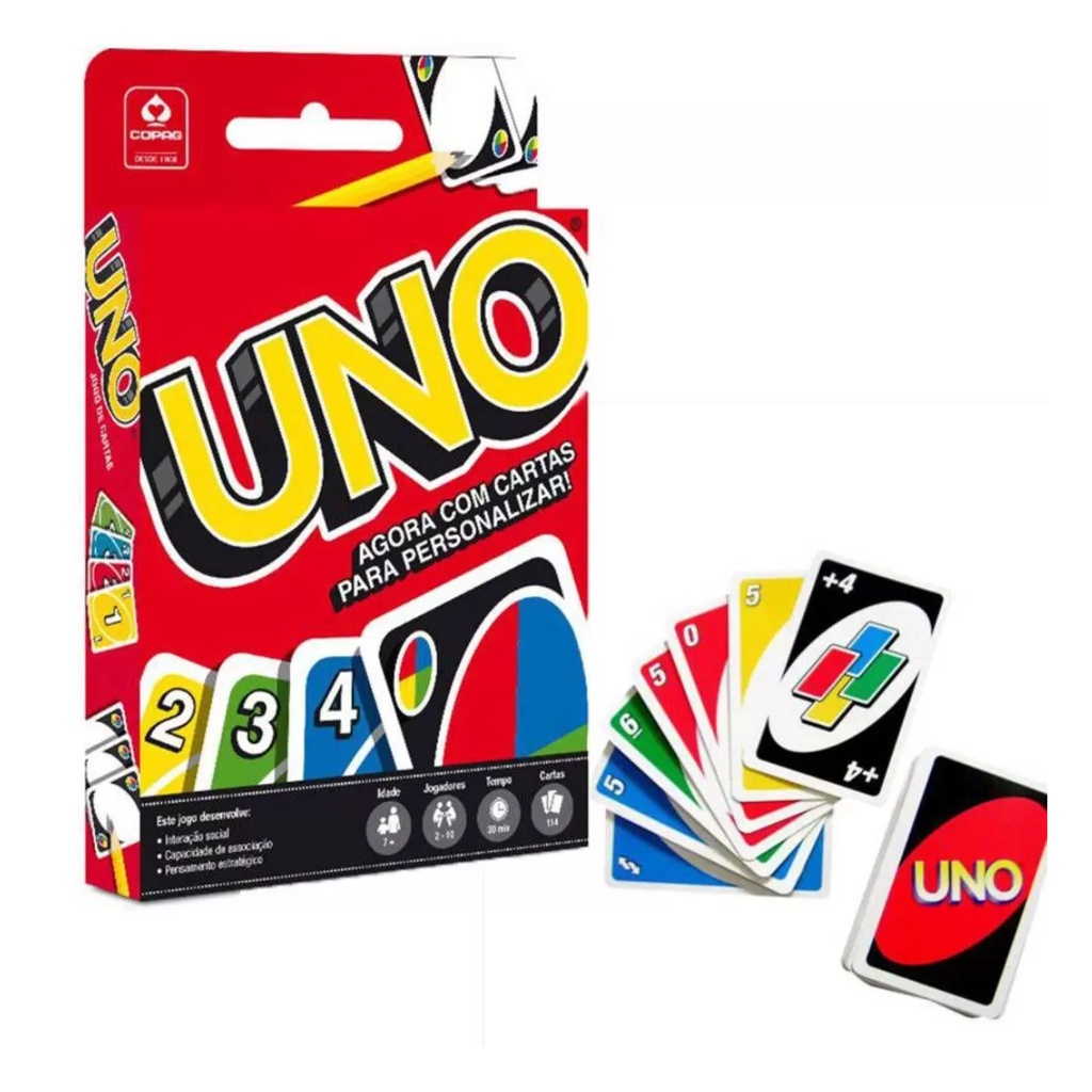 Jogo Cartas UNO Baralho Brinquedo Estratégia Diversão Inteligente Brincar  Criança Adulto Família - LBSHOP - Deck de Cartas - Magazine Luiza