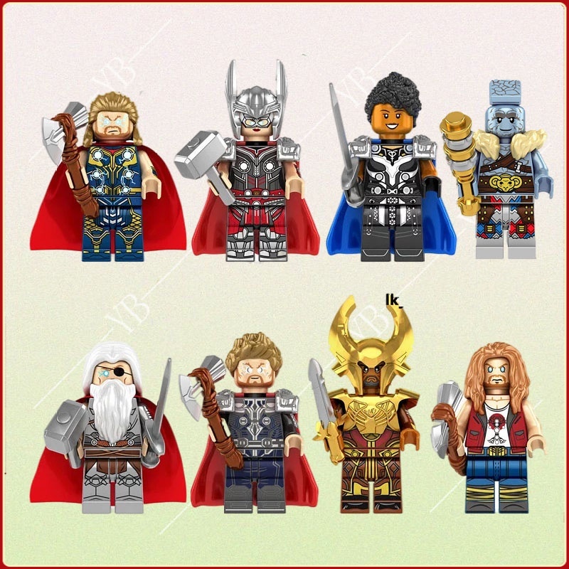 Blocos De Construção Brinquedos Marvel Avengers Série Thor Odin Valkyrie Montadas Em Figuras De Madeira