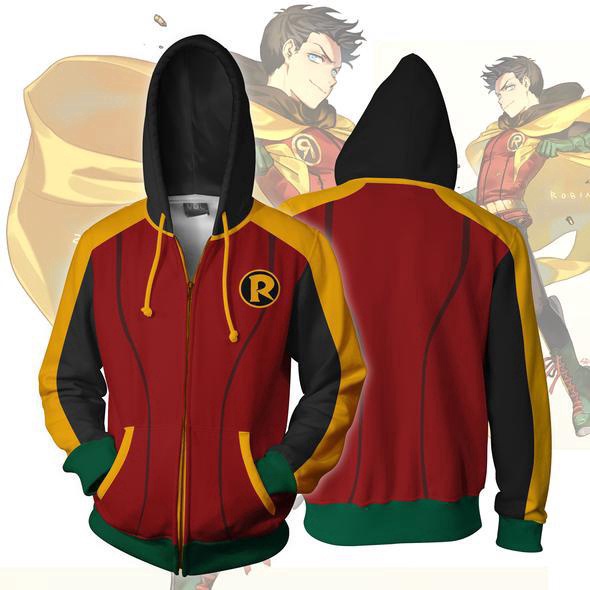 Robin Damian Wayne Zipper Hoodie Batman Zipper Coat 3D print Jacket Men's Outerwear
