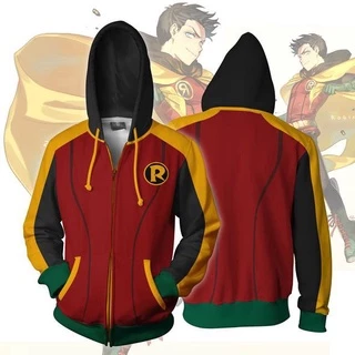 Robin Damian Wayne Zipper Hoodie Batman Zipper Coat 3D print Jacket Men's Outerwear