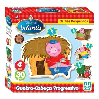 Quebra Cabeça Progressivo Os Três Porquinhos 0432 - Nig