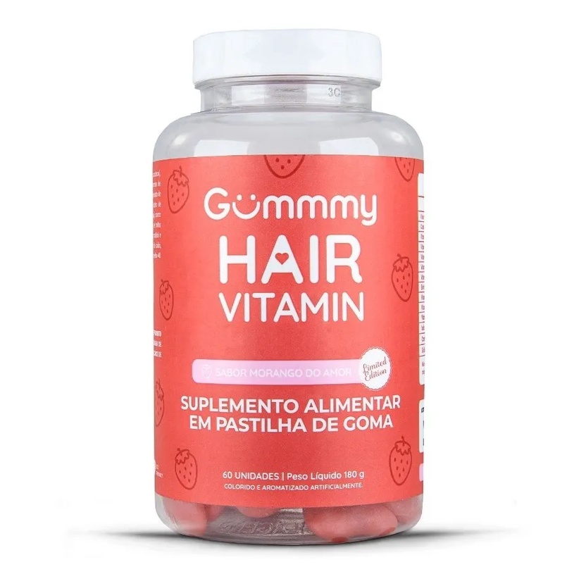 Gummmy Hair Vitamin Fortalece Cabelos E Unhas 60 Gomas Sabor Morango Shopee Brasil