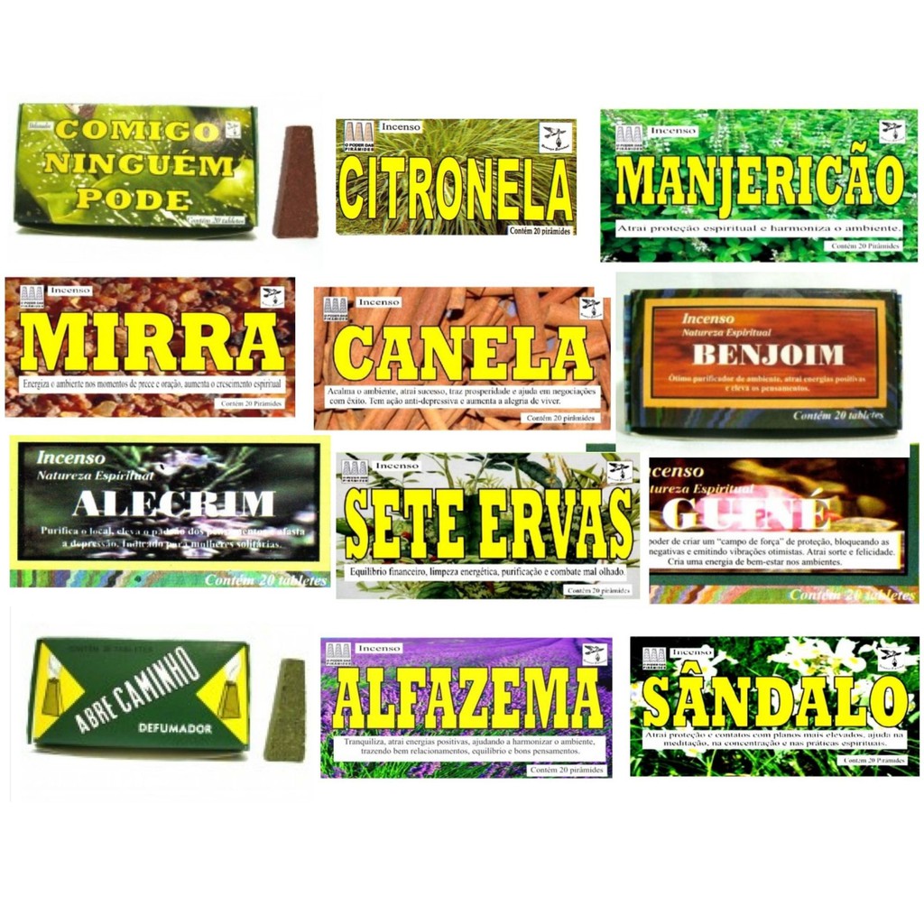 Defumador Natureza Espiritual 40 Tabletes de Pirâmide Ervas de Poder - Escolha o Seu!