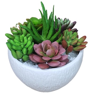 Kit Arranjo de Suculentas Artificiais com Vaso p/ Decoração