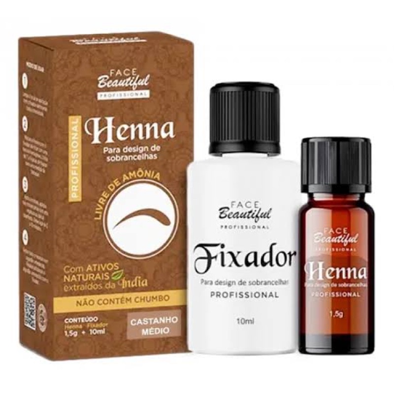 Henna Para Sobrancelha Com Fixador - Face Beautiful | Shopee Brasil