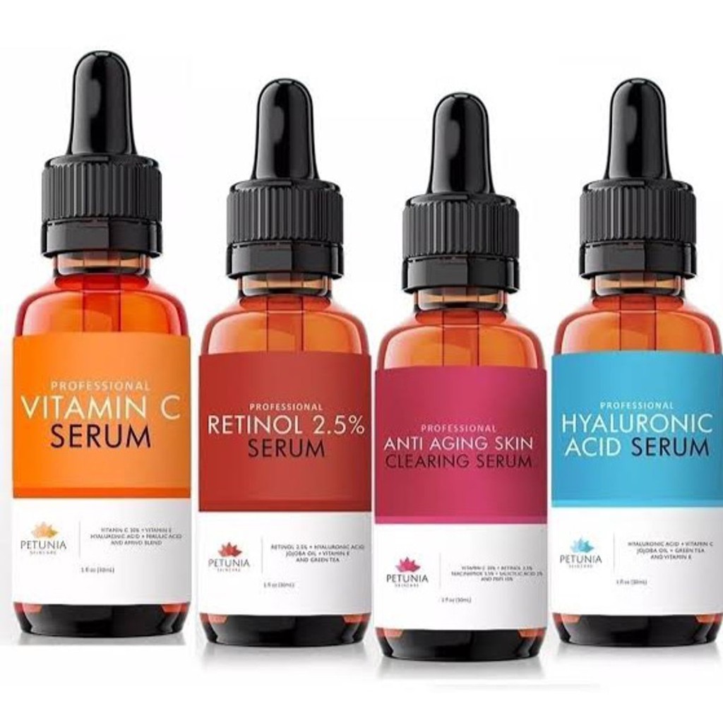 Ácido Hialurônico + Retinol + Vitamina C + Antiaging Petunia 30ml Kit ...