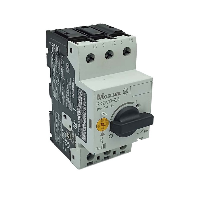 Interrupteur De Protection Moteur Moeller PKZM0-2,5 - 1,6-2,5A, 3 Poles, Pour DIN-rail - Occasion Testé