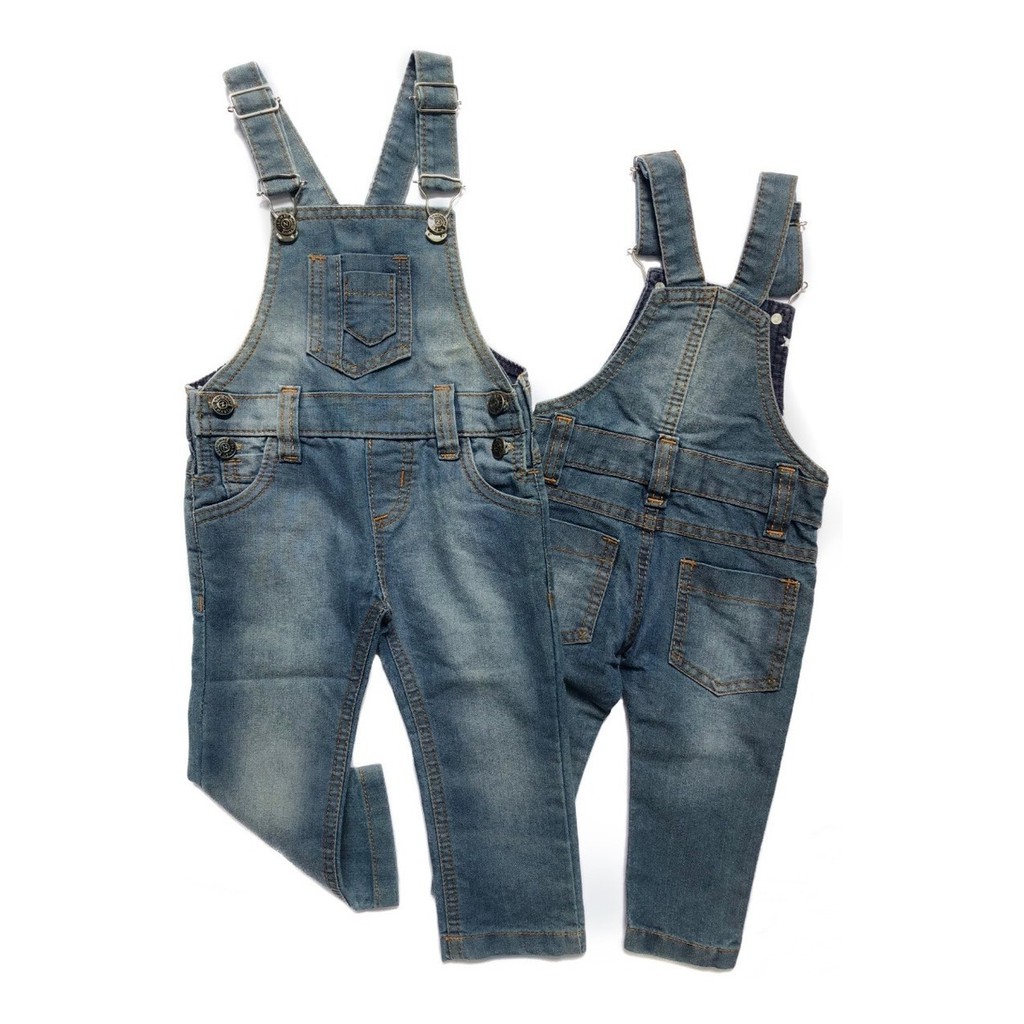 Jardineira Jeans Comprida Bebê Tamanho P M G - 0 A 9 Meses | Shopee Brasil