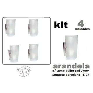 Kit 4 Arandela Calha Paulistinha Vidro Fosco C1504
