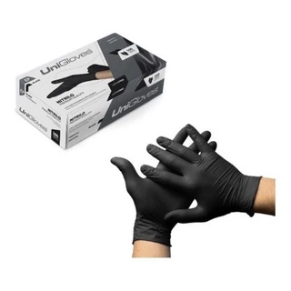 Luva Preta Descartável Nitrílica  da marca Unigloves sem pó /  10 e 20 unidades de luvas em Oferta na Shopee