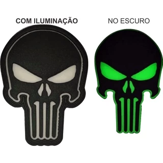 Patch Caveira Justiceiro Emborrachado Neon - Ponto militar