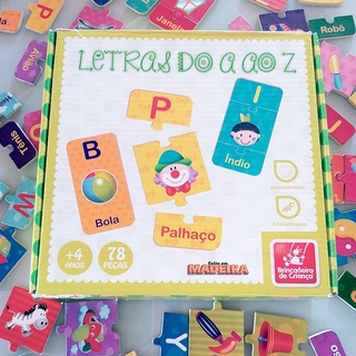 Letras e Figuras - Alfabetização - Jogo Pedagógico de Madeira 78 Peças no  Shoptime