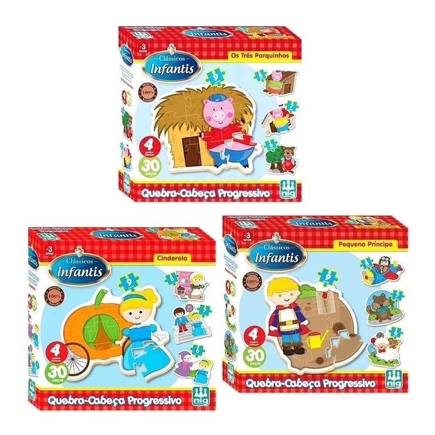 Kit Quebra Cabeca Educativo - Historias Classicas - Nig Brinquedos ...