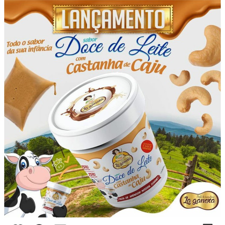 Pasta de Amendoim Doce de Leite com Castanha de Caju 1kg La Ganexa
