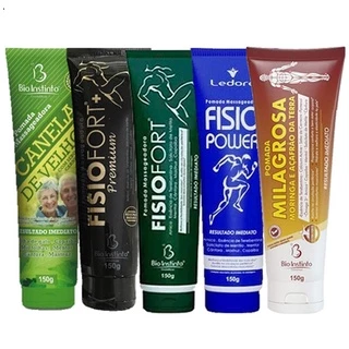 Kit 5 Pomadas Fisiofort + Premium + Milagrosa + Canela de Velho + Fisio Power - Bio Instinto