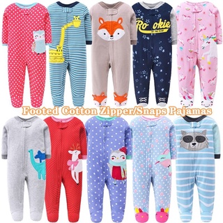 Macacão De Algodão Com Zíper Para Recém-Nascido Estalos/ Bebê / Meninos / Meninas 0-24m Random 1pcs
