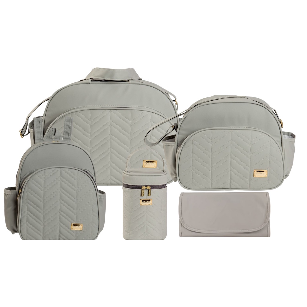 Kit Bolsa Maternidade Bolsa G+Bolsa P+Mochila+Porta Mamadeira e Trocador Clean