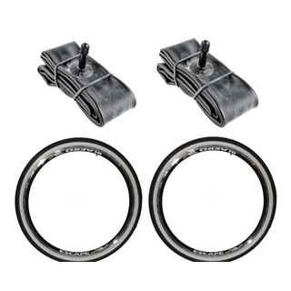Par De Pneu Slick Com Camara Aro 26 1.95 Com Faixa Branca
