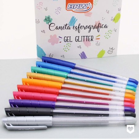 Caneta Gel Glitter Colorida 1.0mm BRW