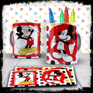 Kit Caneca para pintar Mickey Mouse + Jogo de Canetinhas Laváveis
