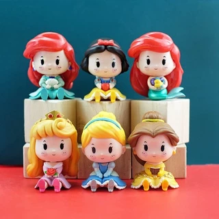 6 Pcs Set Princesa Da Disney Branca De Neve Ariel Belle Figura Brinquedos Topper Bonecas Bolo Festa De Aniversário Decoração