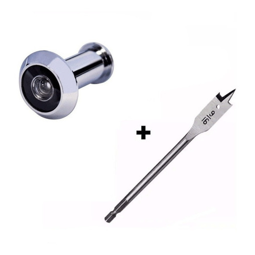 Olho Mágico Cromado + Broca Chata P/ Portas 35 A 52mm Oferta