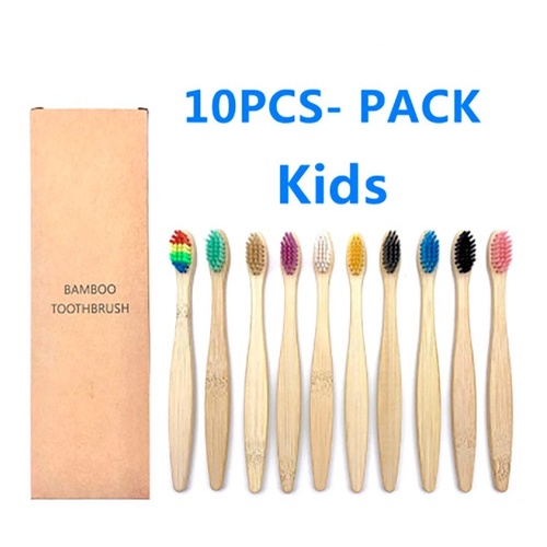 10 Escovas Dentes Infantis Eco Vegano Sustentável De Bambu