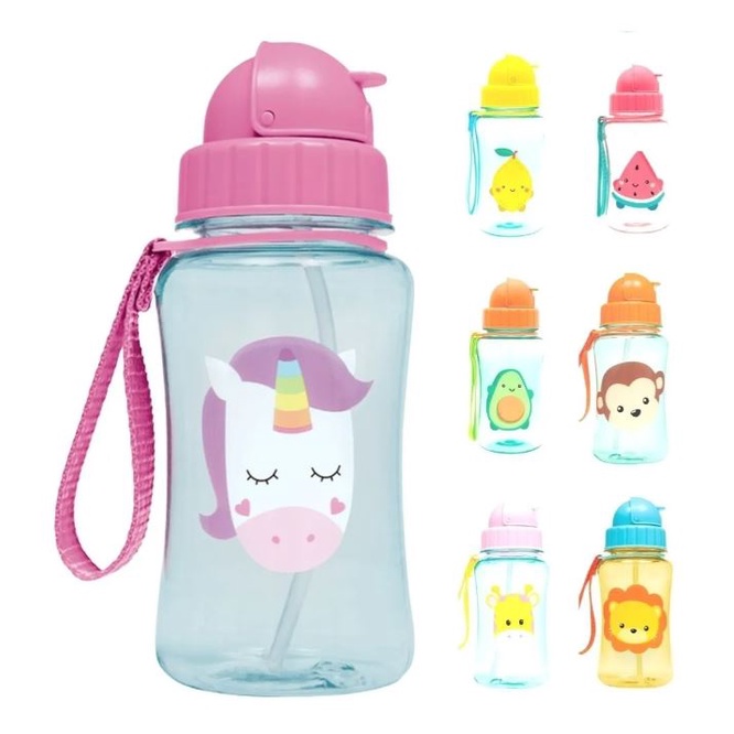 Garrafa Com Canudo de Silicone De 400 ml Garrafinha de Água Infantil de Bebê Escola Creche Copo de Transição Suco Água