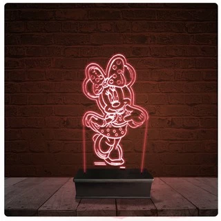 Abajur Luminária Acrílico Led - Minnie Mouse Mickey