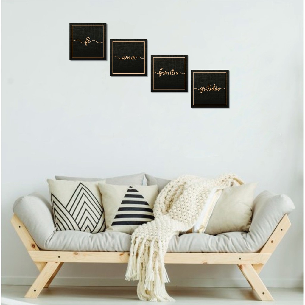 Conjunto Quadros Decorativos 4 peças MDF 20x30 Gratidão e Fé - Mastertel  Shop - Compre Agora