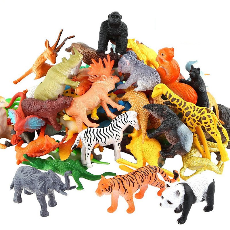 53 Peças Mini Animais Zoológico Brinquedo Educativo Plástico | Shopee ...