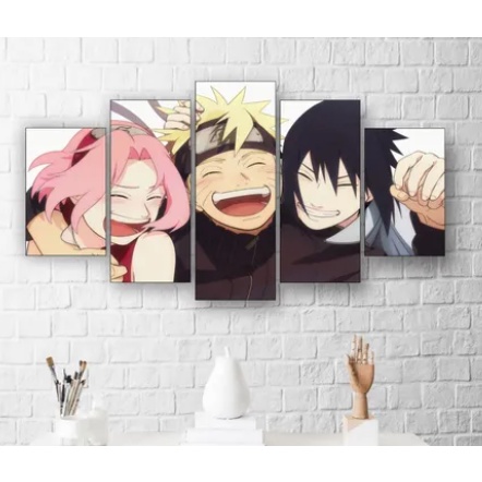 Quadro Mosaico 5 Peças Naruto Sakura Desenhos Animes Desenh